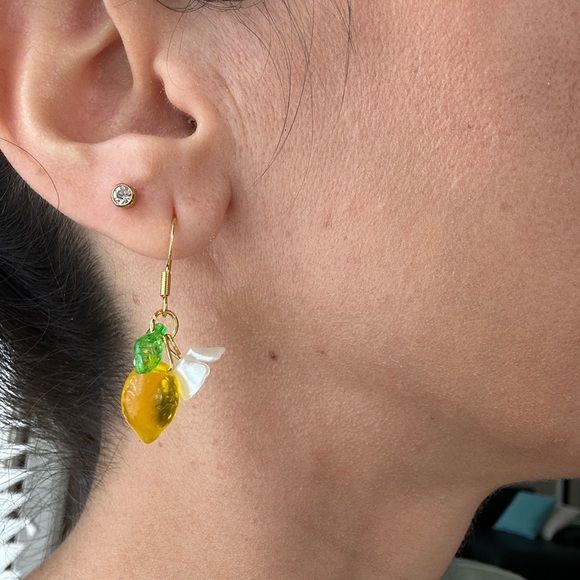 Cute Glass Lemon Drop Earrings - Picture 2 of 2